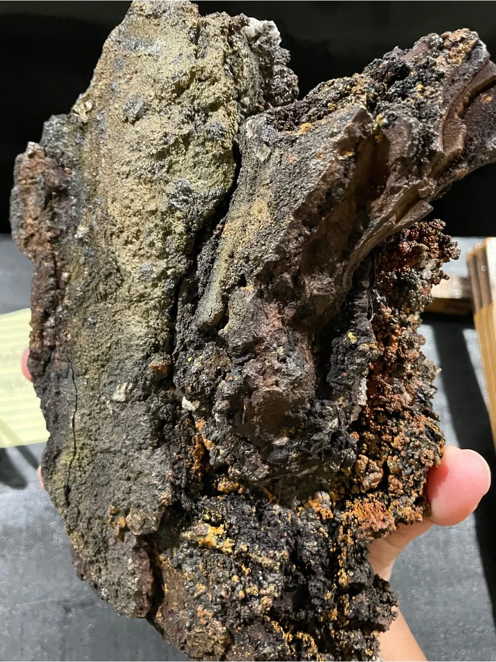 Massive crystal cluster. Goethite from Mexico. Comes with a stand.